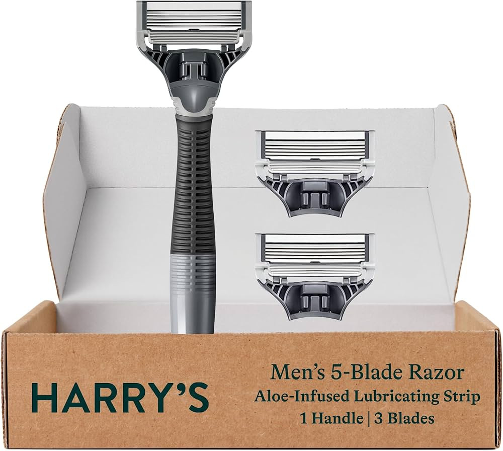 Harry's Razors for Men, 1 Handle (Charcoal) and 3 Razor Blade Refills with German Engineered 5-Bl... | Amazon (US)