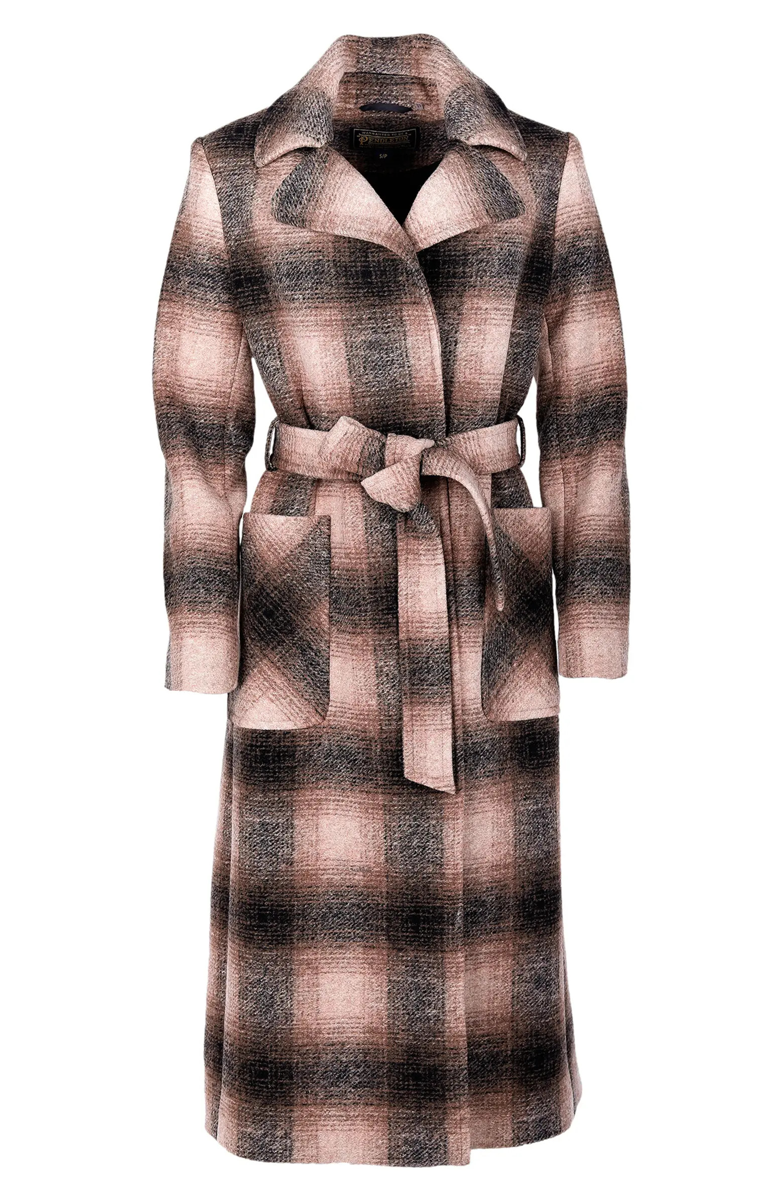 Aurora Plaid Wool Blend Wrap Coat | Nordstrom