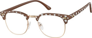 Zenni Women's Retro Browline Prescription Glasses Brown Polka Dot Mixed Full Rim Frame | Zenni Optical (US & CA)