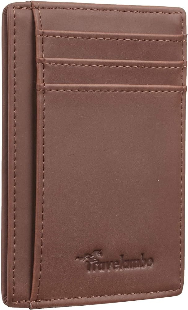 Travelambo Front Pocket Minimalist Leather Slim Wallet RFID Blocking Medium Size | Amazon (US)