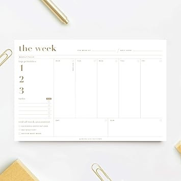 Bliss Collections Essential Weekly Planner 6 x 9 with 50 Undated Tear-Off Sheets, Metallic Gold O... | Amazon (US)