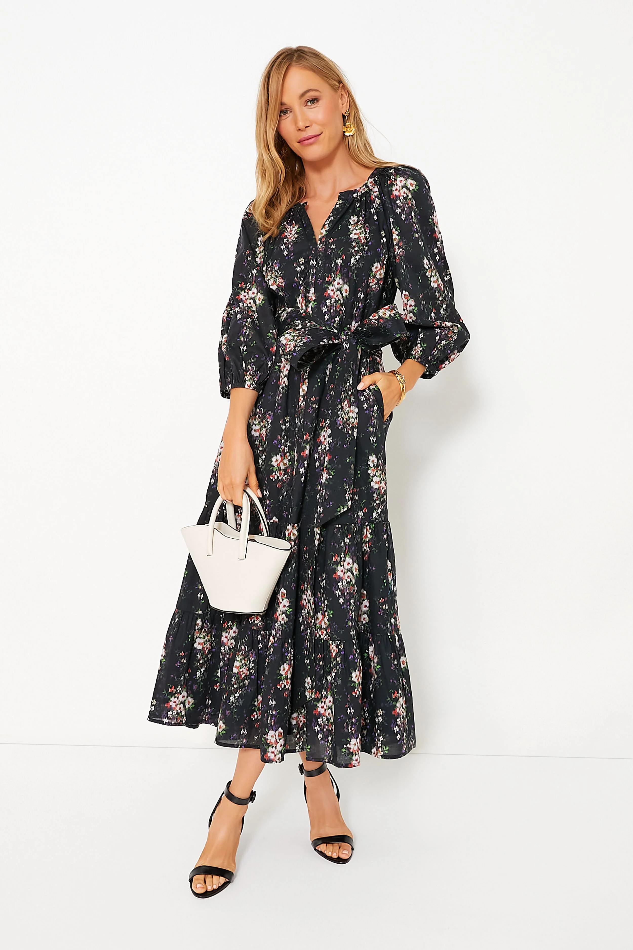 Onyx Falling Flowers Bouquet Lyles Dress | Tuckernuck (US)