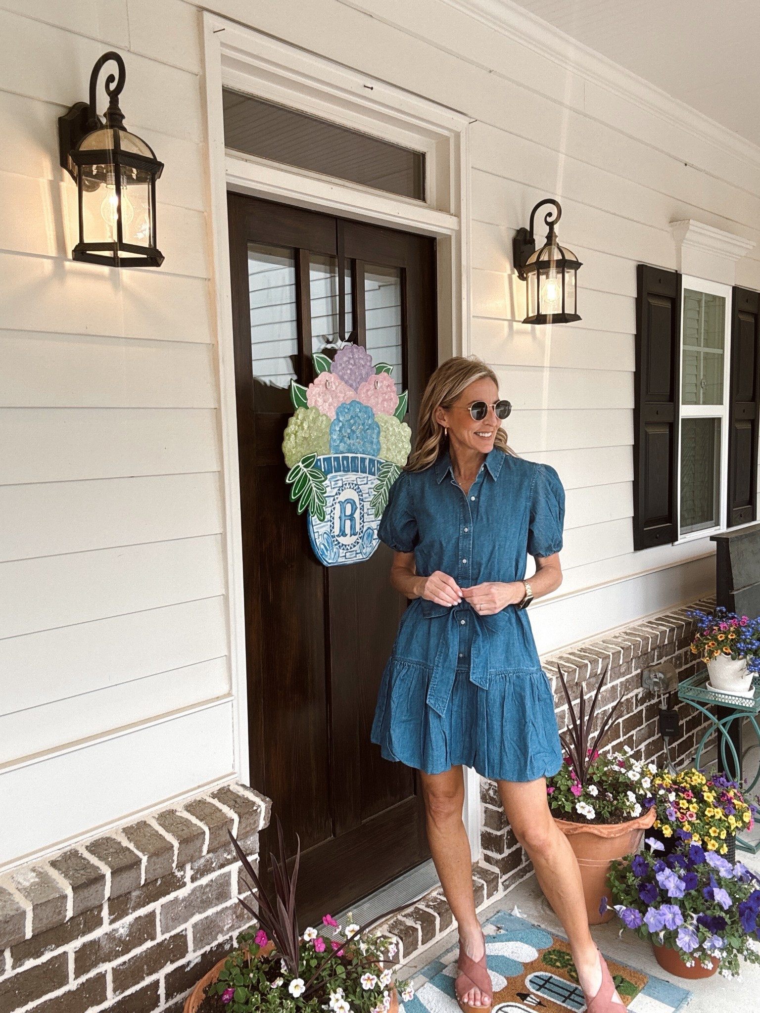 The one thing my closet has an abundance of cute denim dresses and this one with the bubble hem for under $30 is truly designed to stand out. 100% cotton puff sleeves waist, defining tie belt, and a subtle bubble hem. Wearing an XS 