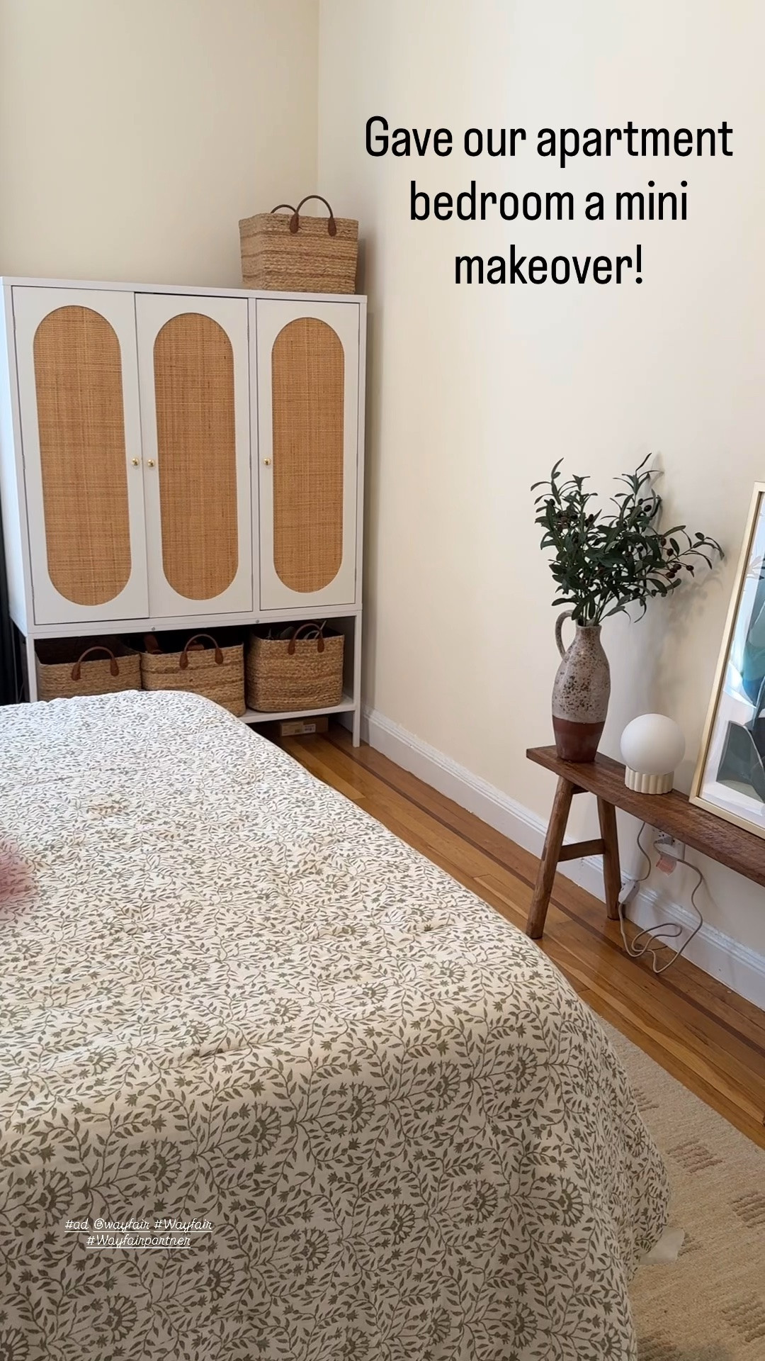 #ad @Wayfair NYC apartment bedroom makeover! Love these affordable pieces!! This bench is great for narrow spaces. #Wayfair #Wayfairpartner

#LTKHome