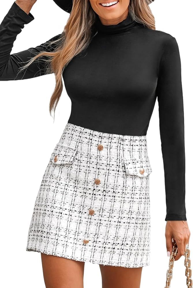 CUPSHE Women Skirts Tweed High Waist Mini Skirt Short Skirts | Amazon (US)