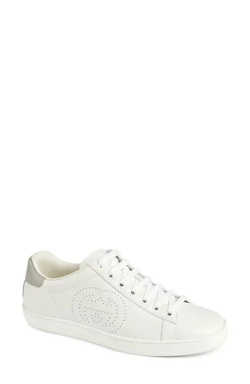 Gucci New Ace Perforated Logo Sneaker in White at Nordstrom, Size 4.5Us | Nordstrom