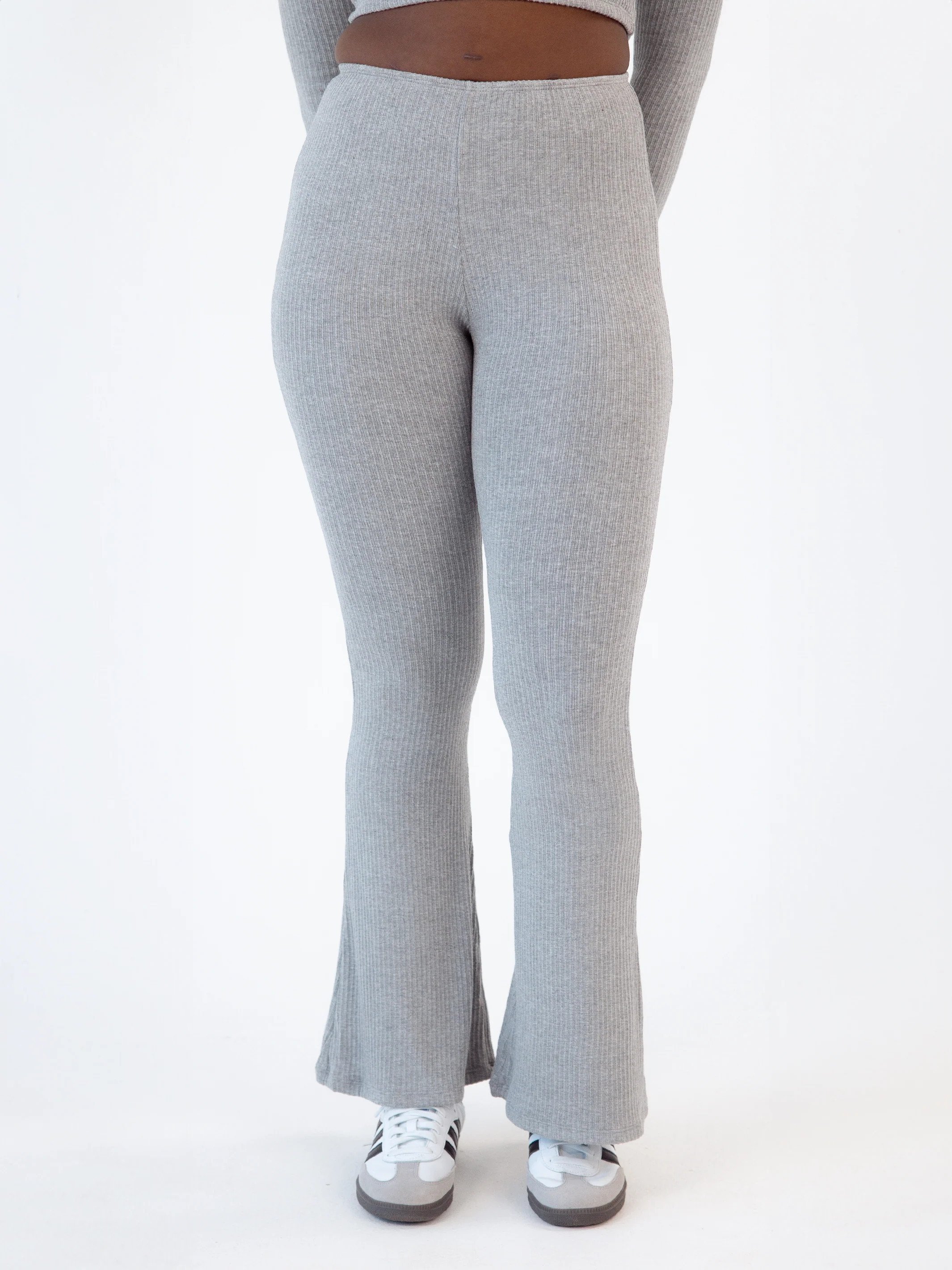 Soft Ribbed Knit Lounge Flare Pants | Klassy