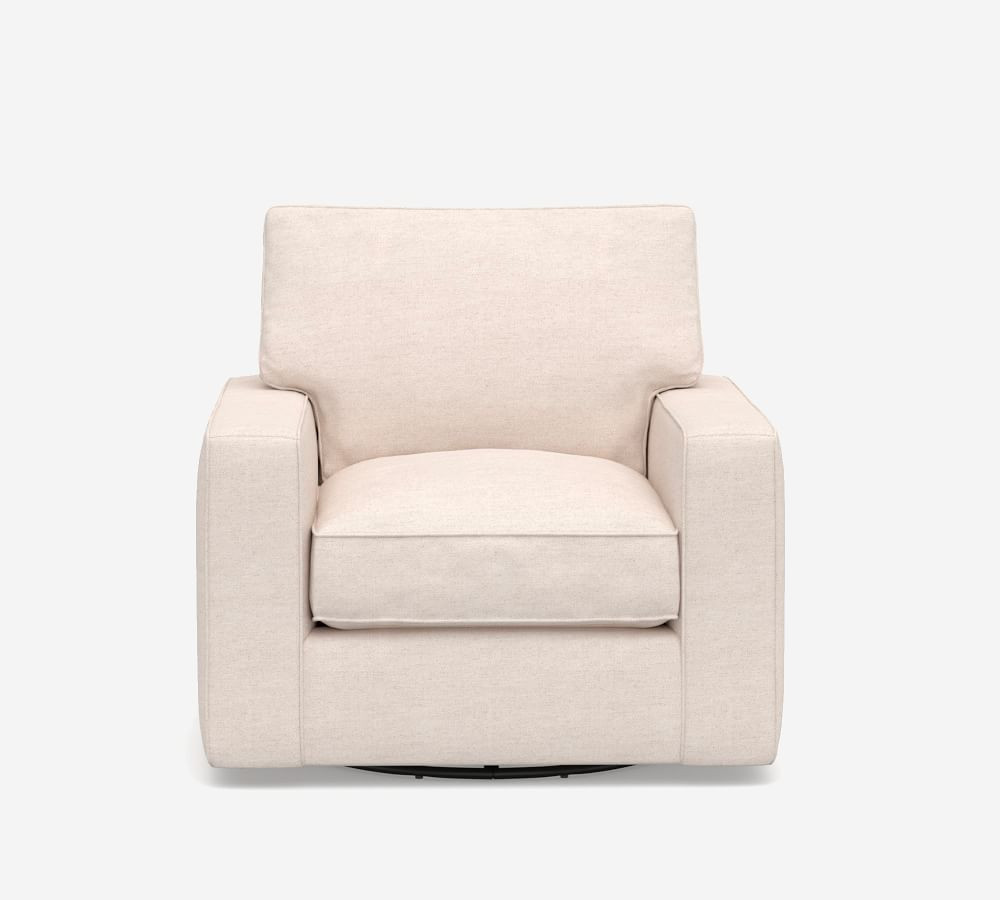 PB Comfort Square Arm Upholstered Swivel Armchair | Pottery Barn (US)