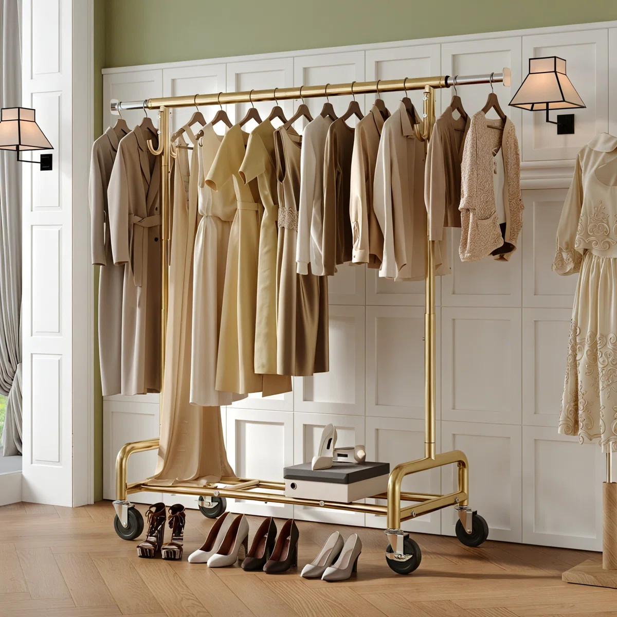 Clothes Rack Heavy Duty Clothing Rack With Wheels, Adjustable Garment Rack For Hanging Cloth Load... | Wayfair North America