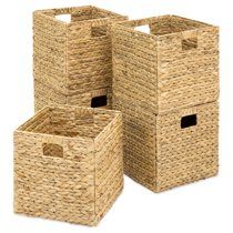 Wire basketsBest Choice Products Set of 5 Foldable Handmade Hyacinth Storage Baskets w/ Iron Wire... | Walmart (US)