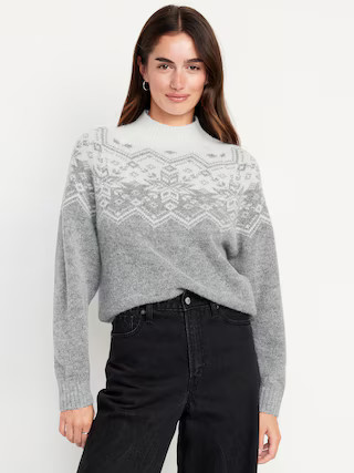 Holiday Print Mock-Neck Sweater | Old Navy (US)