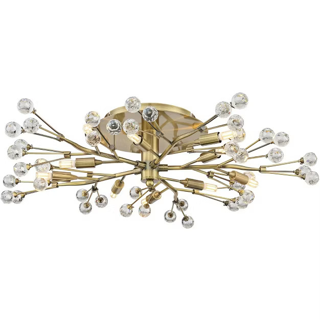 Possini Euro Design Ceiling Light Semi Flush Mount Fixture LED Brass 27 1/2" Wide 10-Light Crysta... | Target