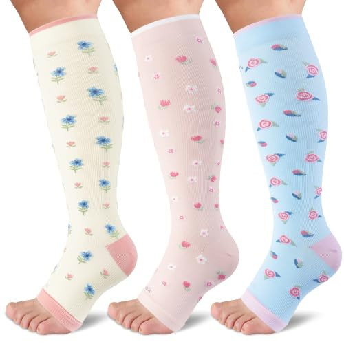 LEVSOX Open Toe Compression Socks for Women & Men 20-30mmHg Toeless Sock Knee High Support Stockings for Circulation Nurses Pregnant Travel | Amazon (US)