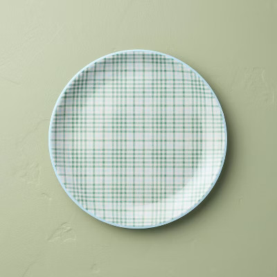10.5" Layered Plaid Melamine Dinner Plate Green/Blue/Cream - Hearth & Hand™ with Magnolia | Target