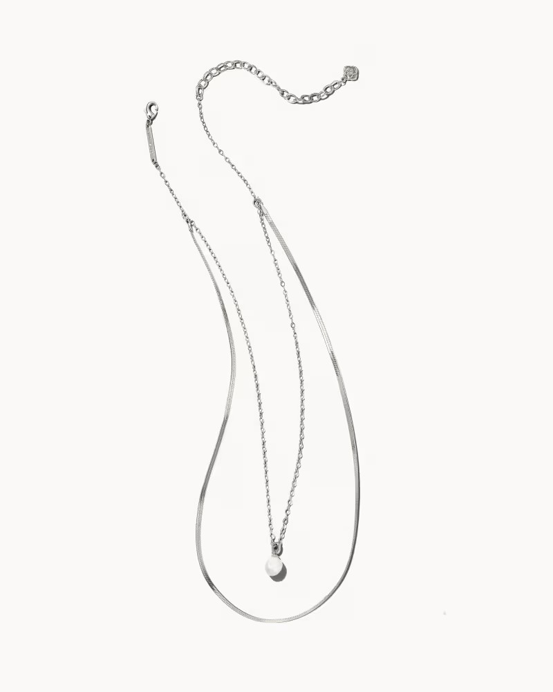 Lindsay Silver Multi Strand Necklace in White Pearl | Kendra Scott