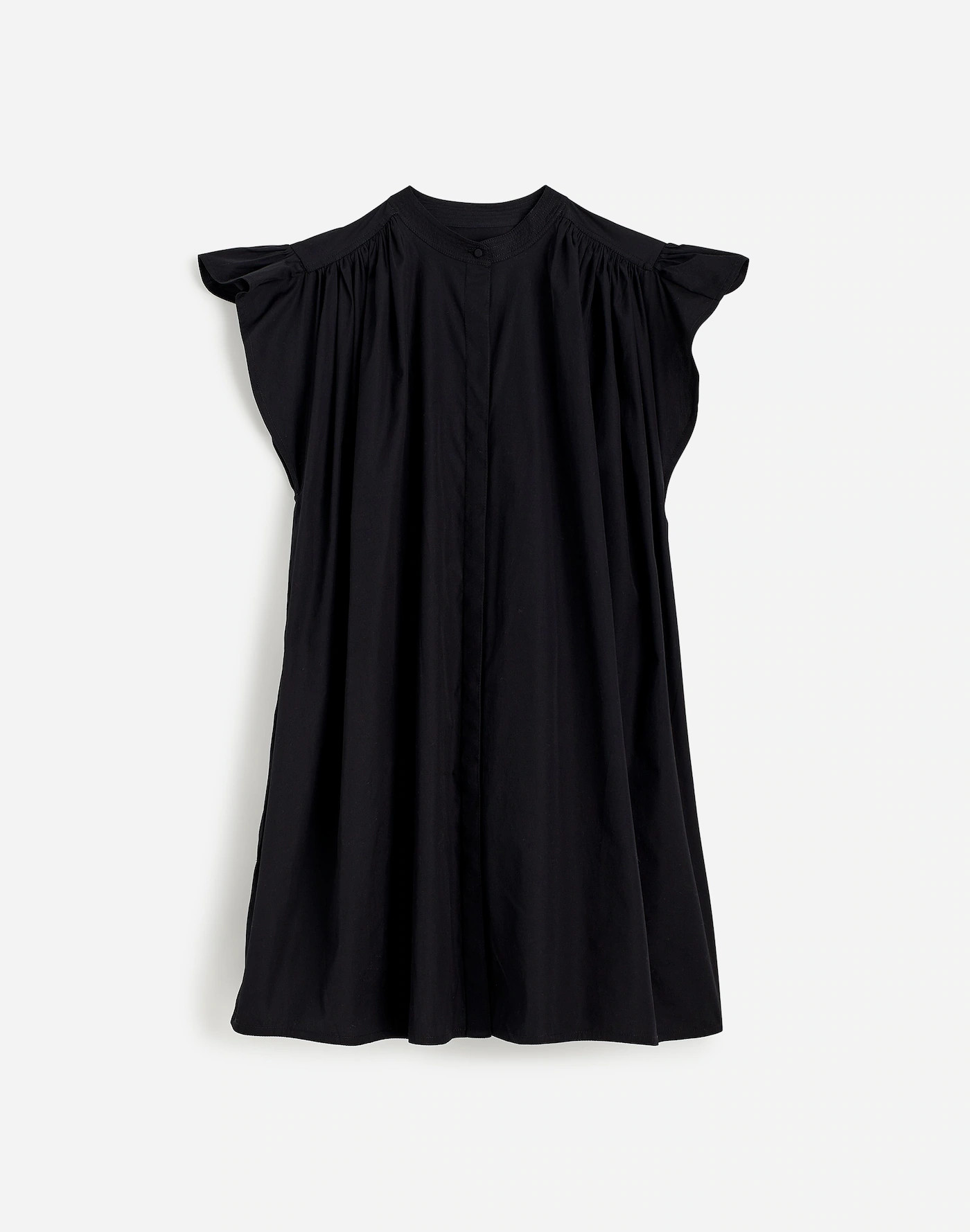 Flutter Sleeve Button-Front Mini Dress in Poplin | Madewell | Madewell