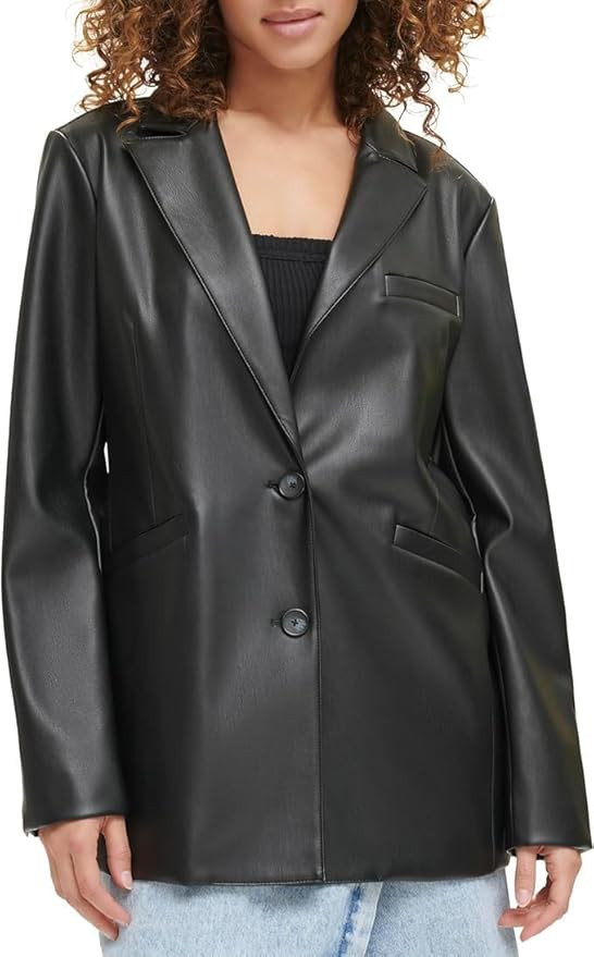 Levi's Women's Faux Leather Single Breasted Blazer | Amazon (US)
