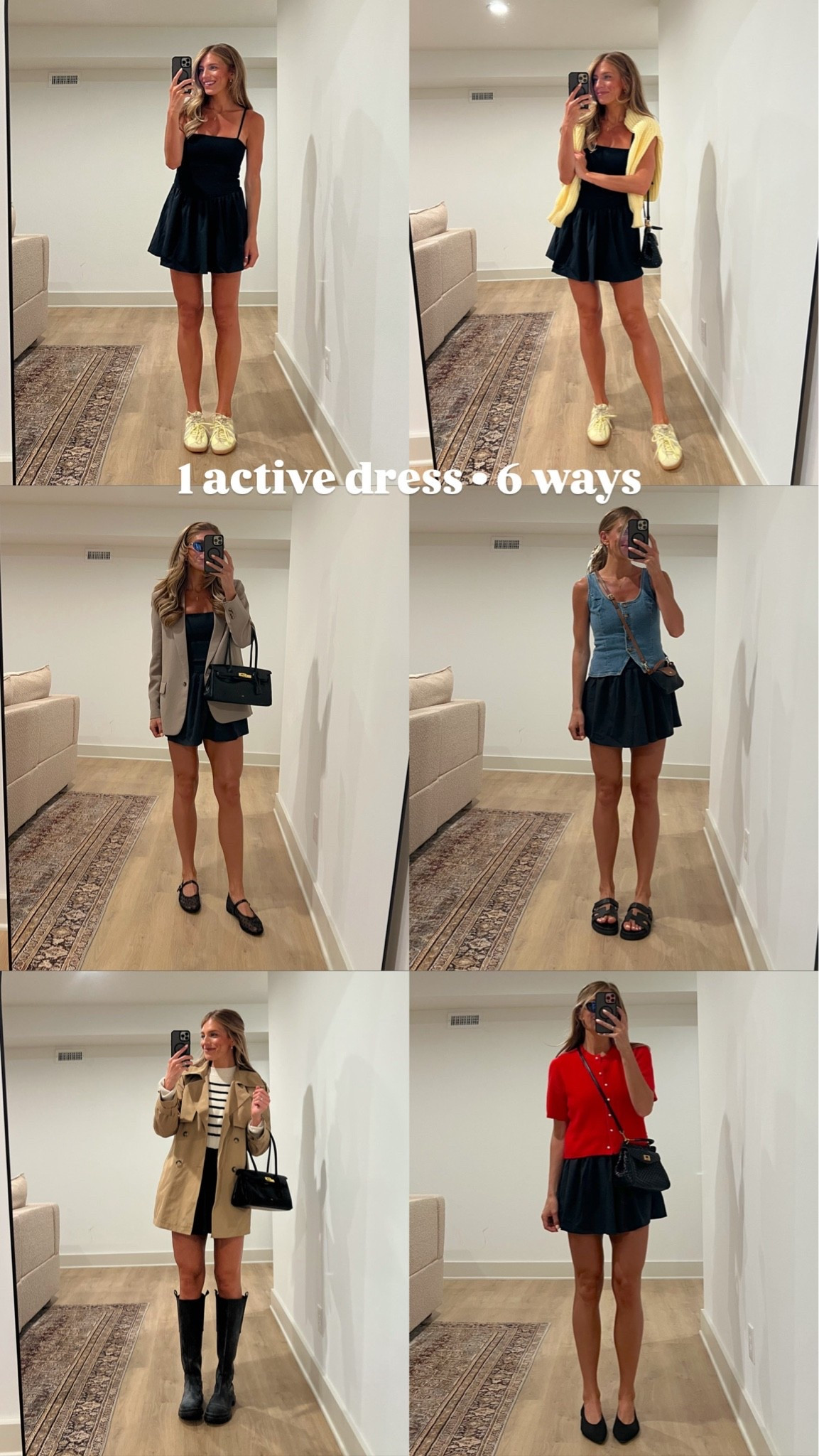 One active dress styled five ways for summer in Europe!

Sizing: 
Dress is a medium for length. It has adjustable straps and is long torso friendly.
Denim vest is a small. I linked a similar option since it’s sold out.
I sized up to a 6 in the blazer to layer under.
Trench coat is a medium to layer with. @abercrombie