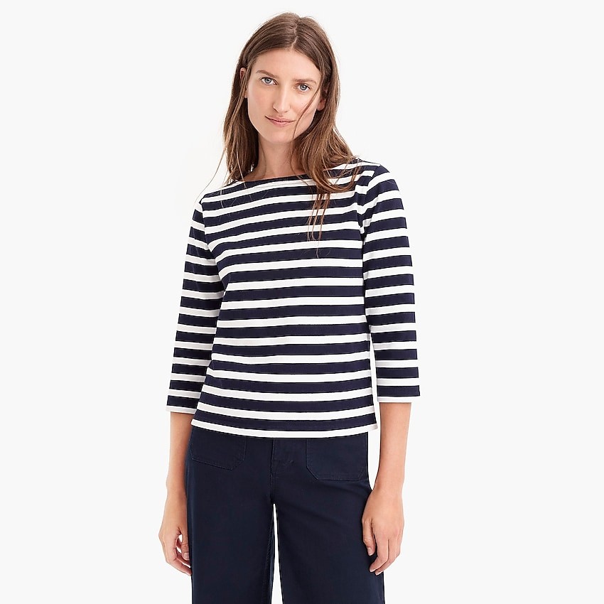 Structured boatneck T-shirt in stripe | J. Crew US