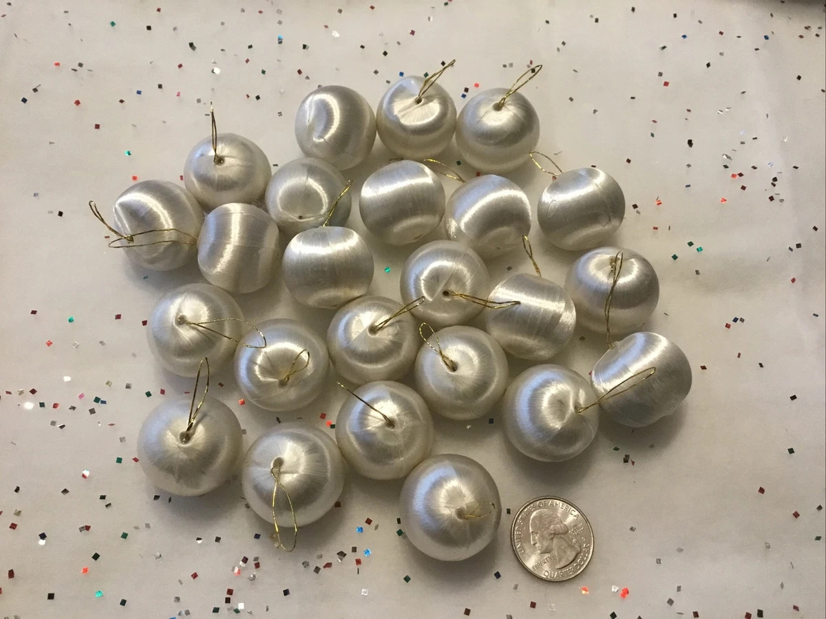 Vintage Satin Ball Ornament Lot of 24 Mini White Round 1 1/8" Christmas | eBay US