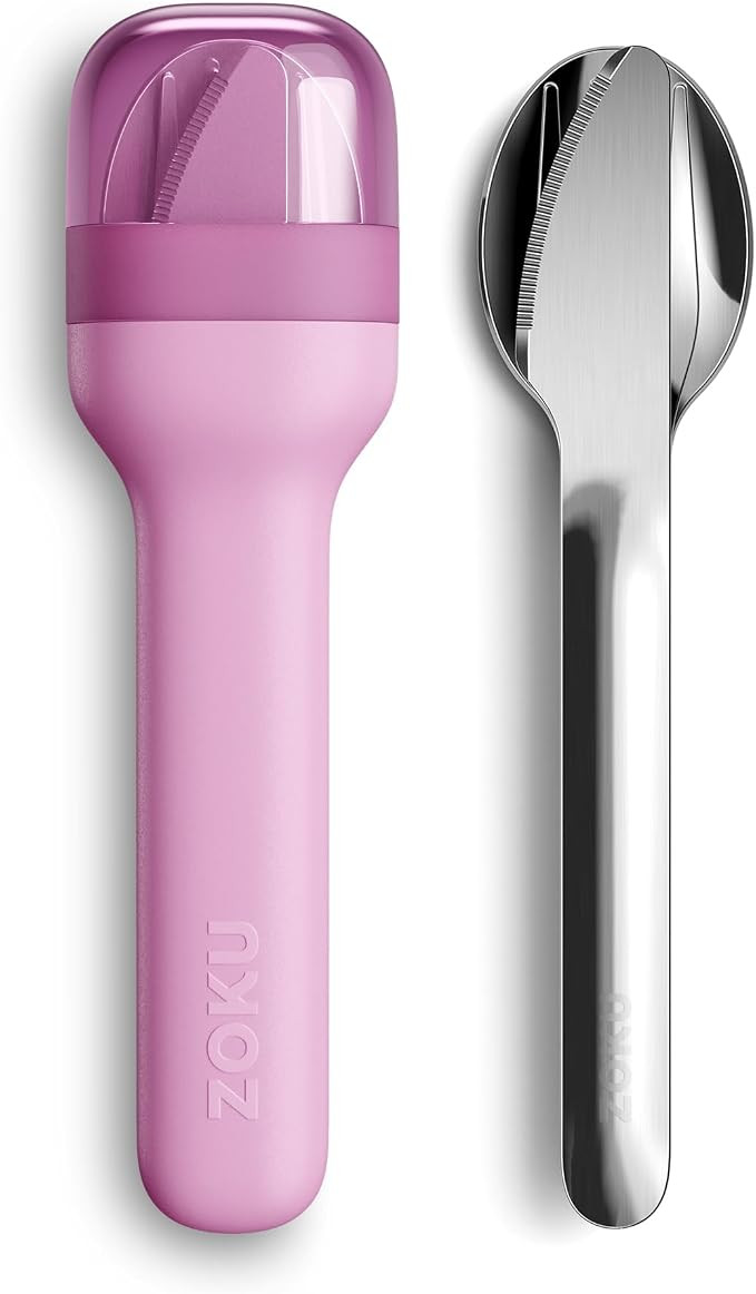 ZOKU Pocket Utensil Set, Purple - Stainless Steel Fork, Knife, and Spoon Nest in Case - Portable ... | Amazon (US)