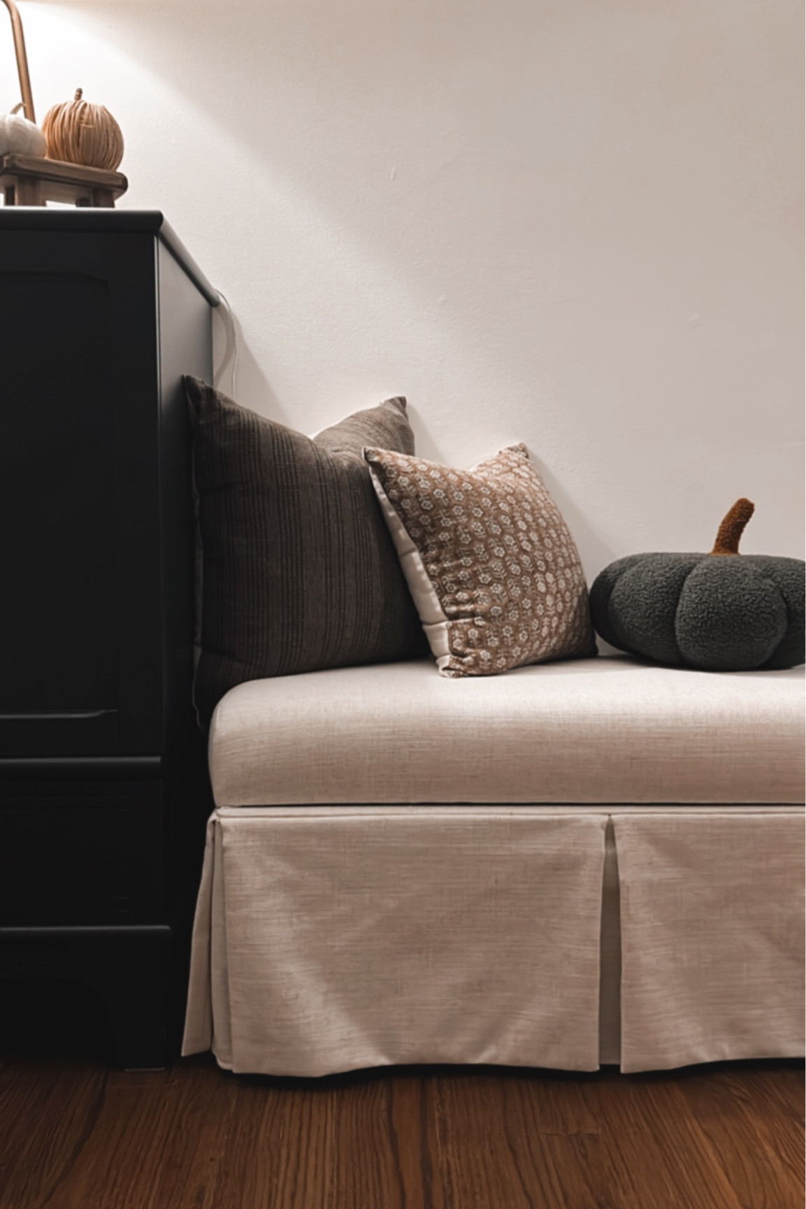 Linen storage bench entryway pumpkin teddy pillow throw pillows

#LTKSeasonal #LTKhome