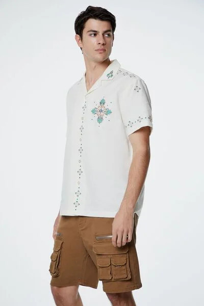 Geo Embroidered Shirt | Forever 21