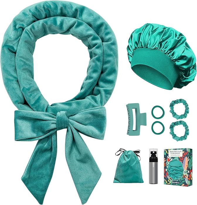 No Heat Overnight Curl Headband, 70" Soft Ribbon Wrap for Long Hair, 9 PCS Hair Curling Rods Set ... | Amazon (US)