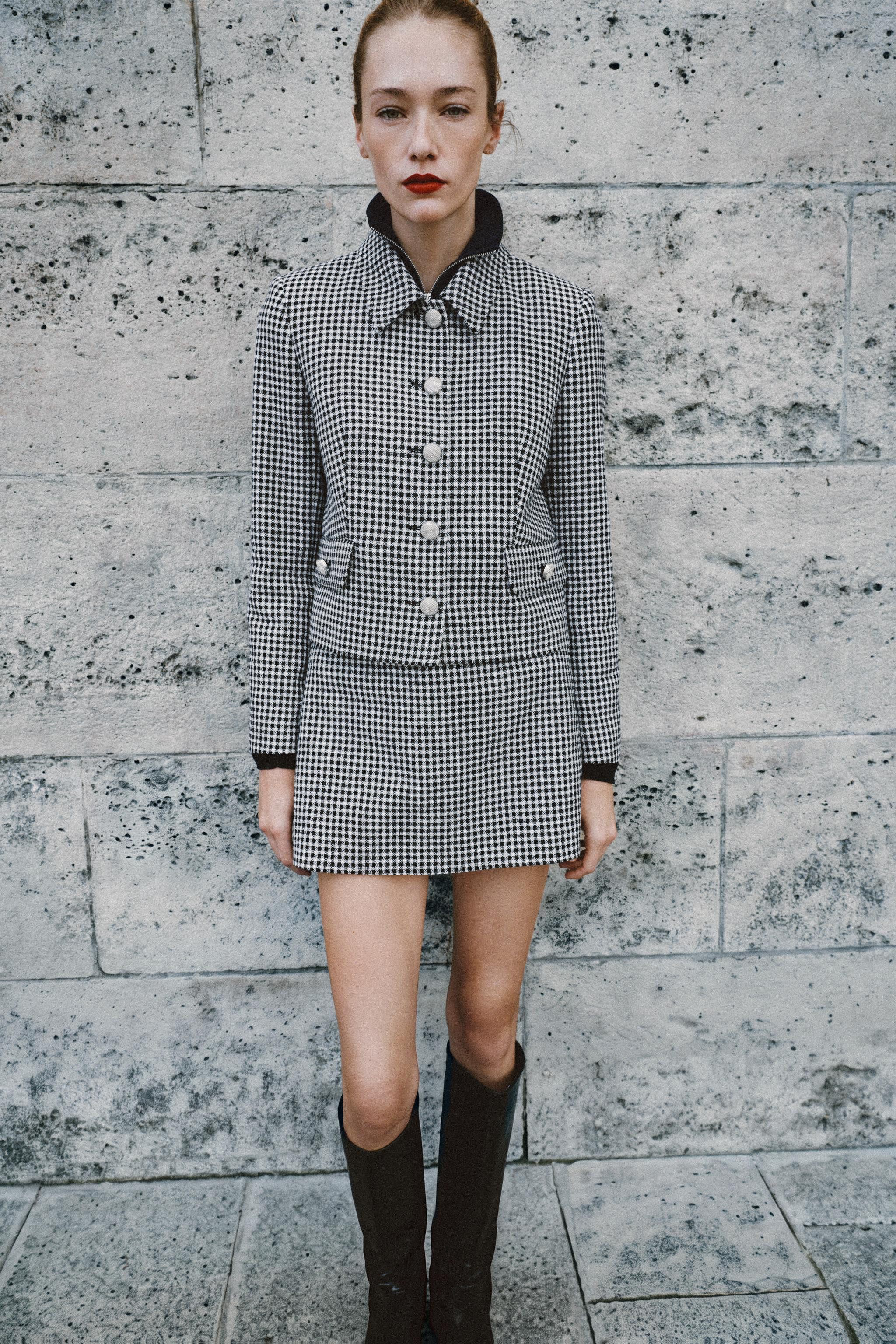 SHORT CHECK JACKET | Zara UK
