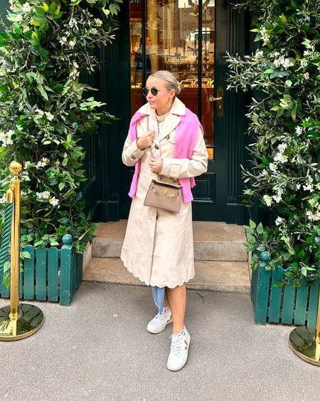 Scalloped trench coat I’ve been wearing this whole trip! I’m in the size XS, it runs a little big but is perfect to layer up with a sweater underneath if needed! #trenchcoat #scalloped #scallops #springcoat 

#LTKSeasonal #LTKtravel #LTKeurope