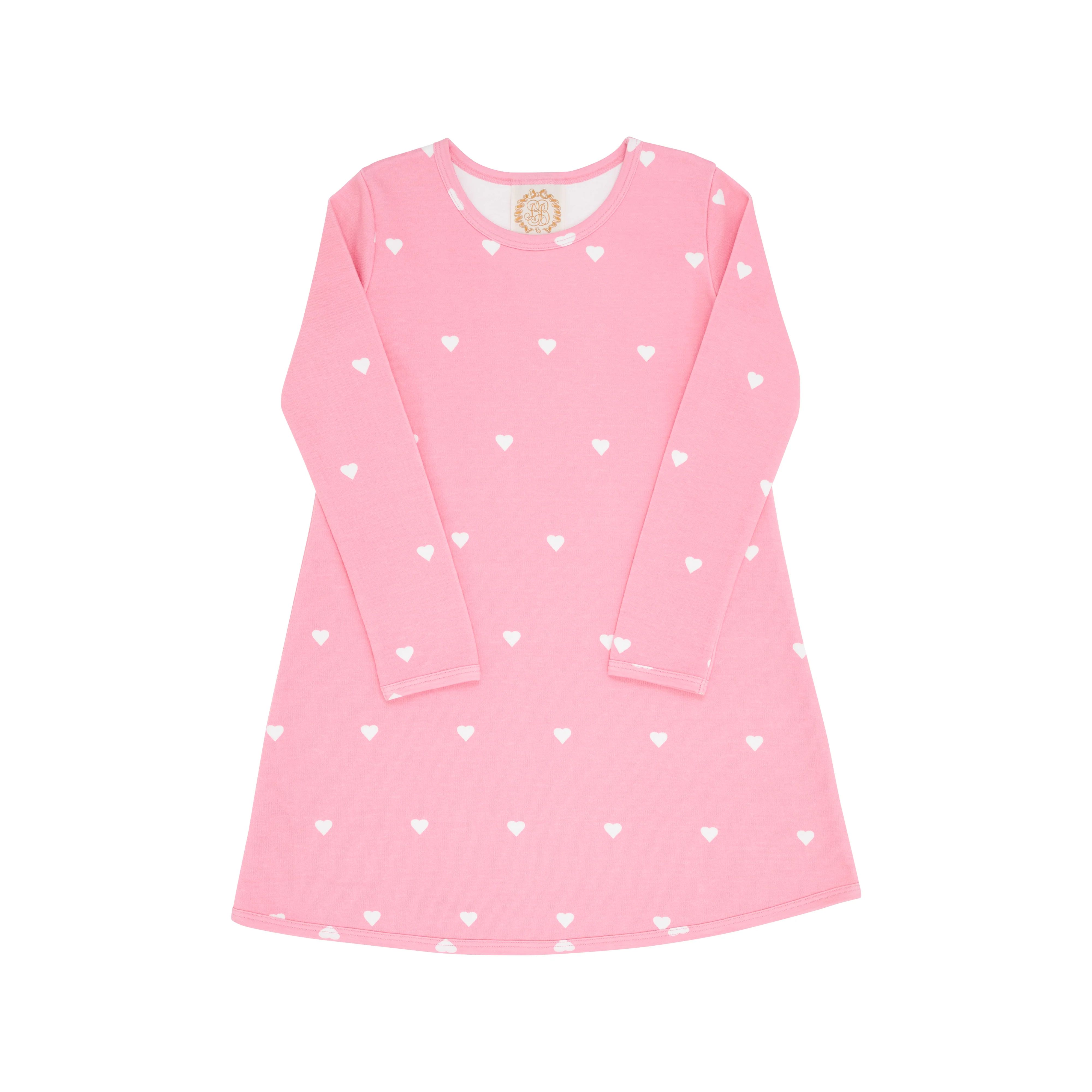Long Sleeve Polly Play Dress - Heart Eyes (Hamptons Hot Pink) with Worth Avenue White | The Beaufort Bonnet Company