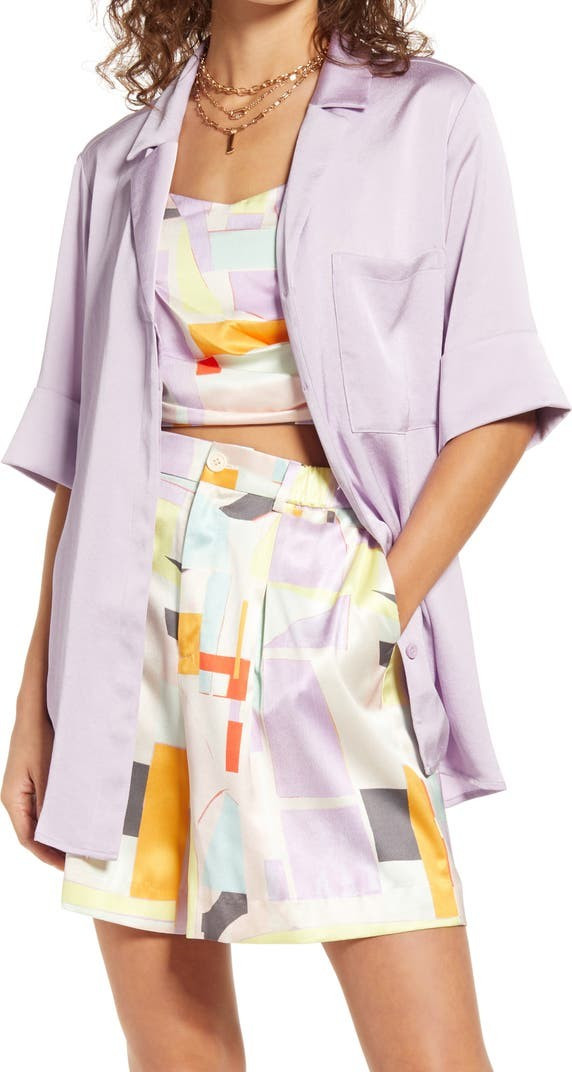 Satin Camp Shirt | Nordstrom