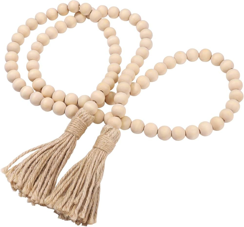 IMIKEYA Long Farmhouse Beads with Tassels Rustic Pastoral Wood Bead Garlands Natural Prayer Beads... | Amazon (CA)