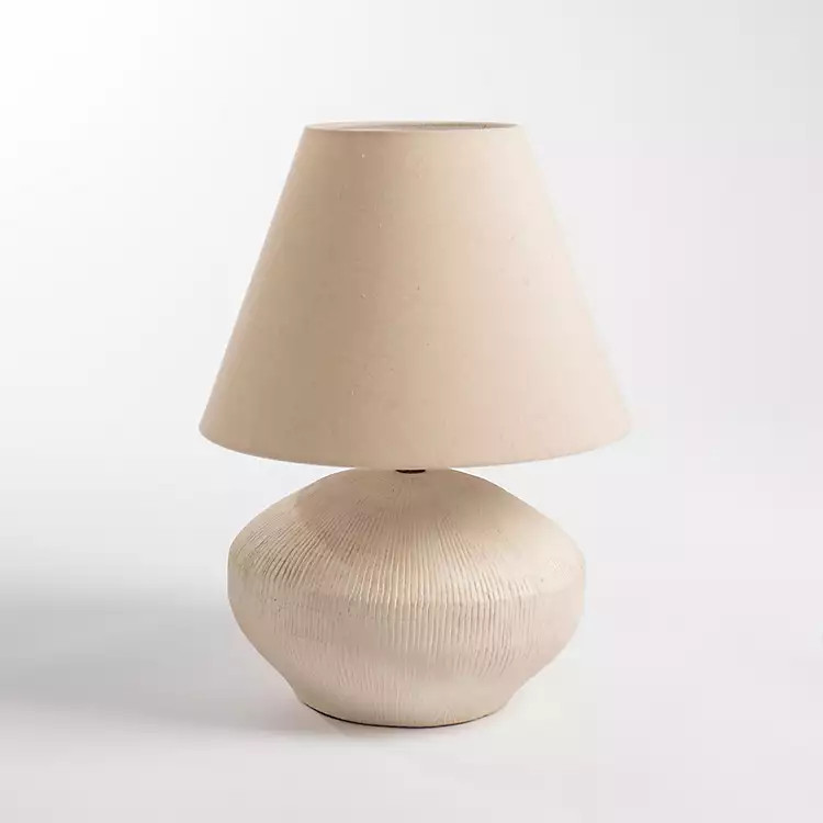 New! Cream Wide Textured Table Lamp | Kirkland's Home