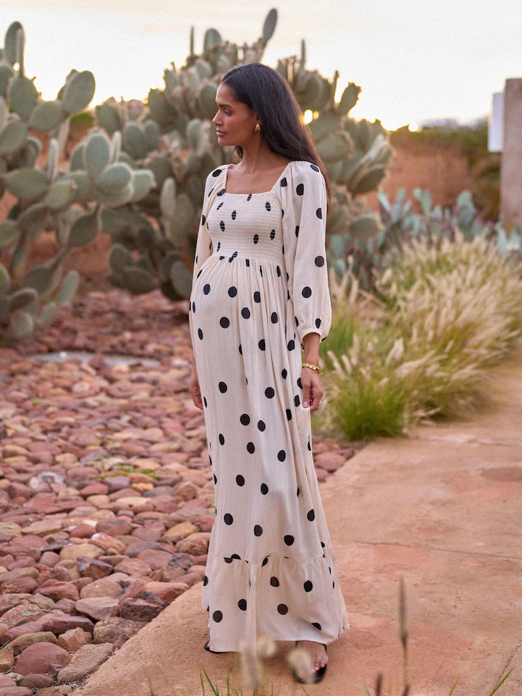 Seraphine White/Black Polka Dot Maternity Maxi Dress | Next US