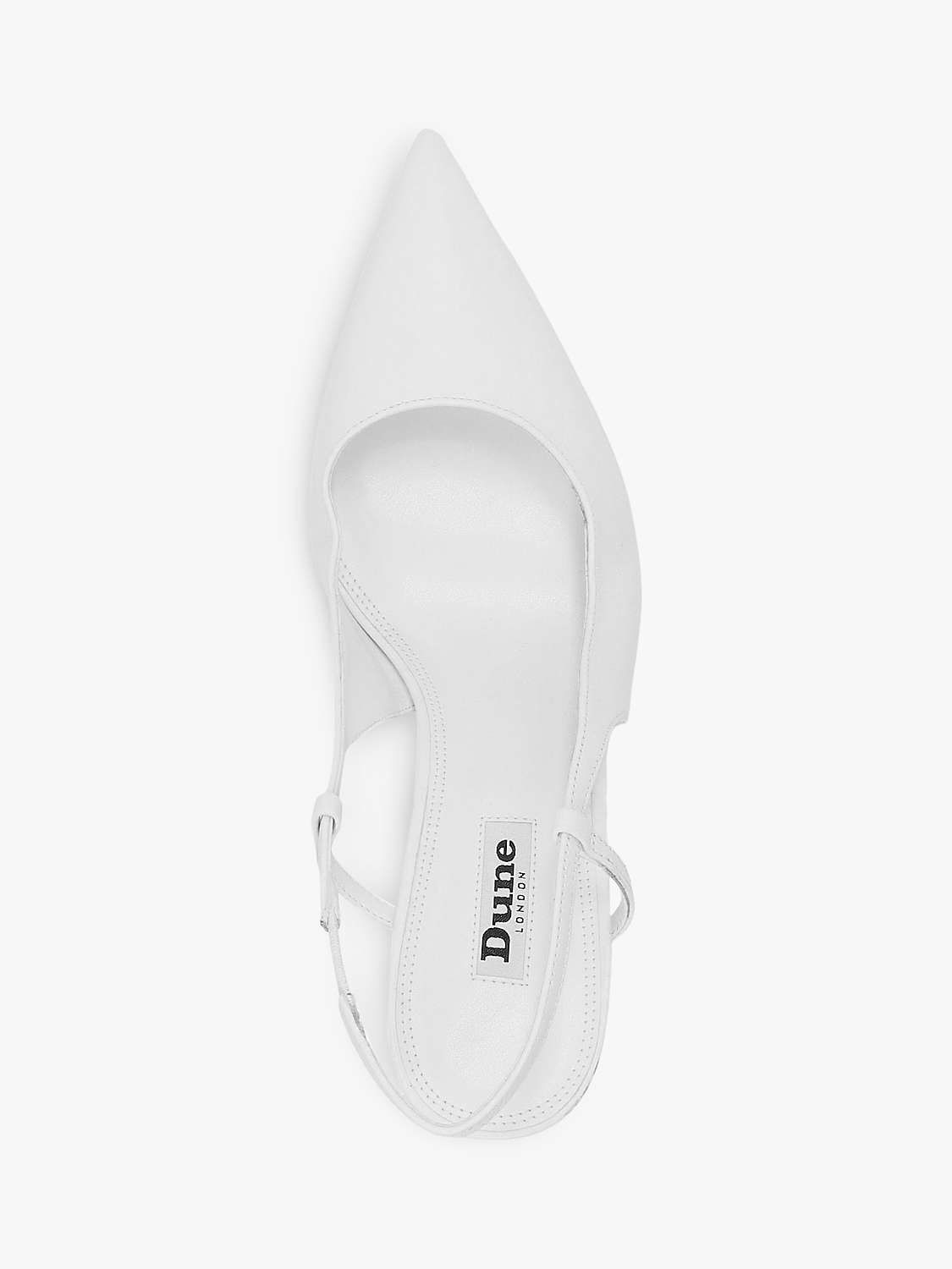 Dune Cabanna Leather Pointed Toe Slingback Shoes, White | John Lewis (UK)