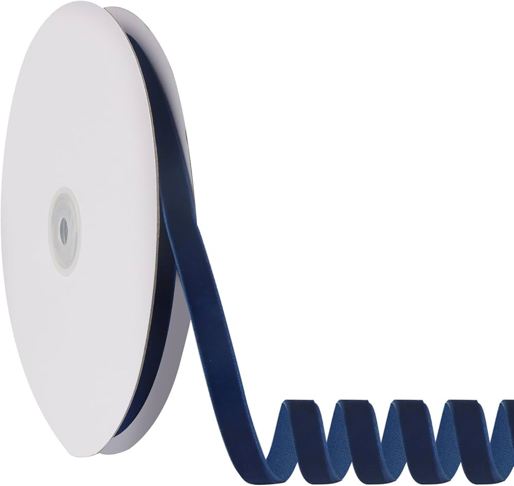 3/8" X 20 Yards Navy Blue Velvet Ribbon for Christmas Tree Wreath Decoration Handmade Crafts Orna... | Amazon (US)