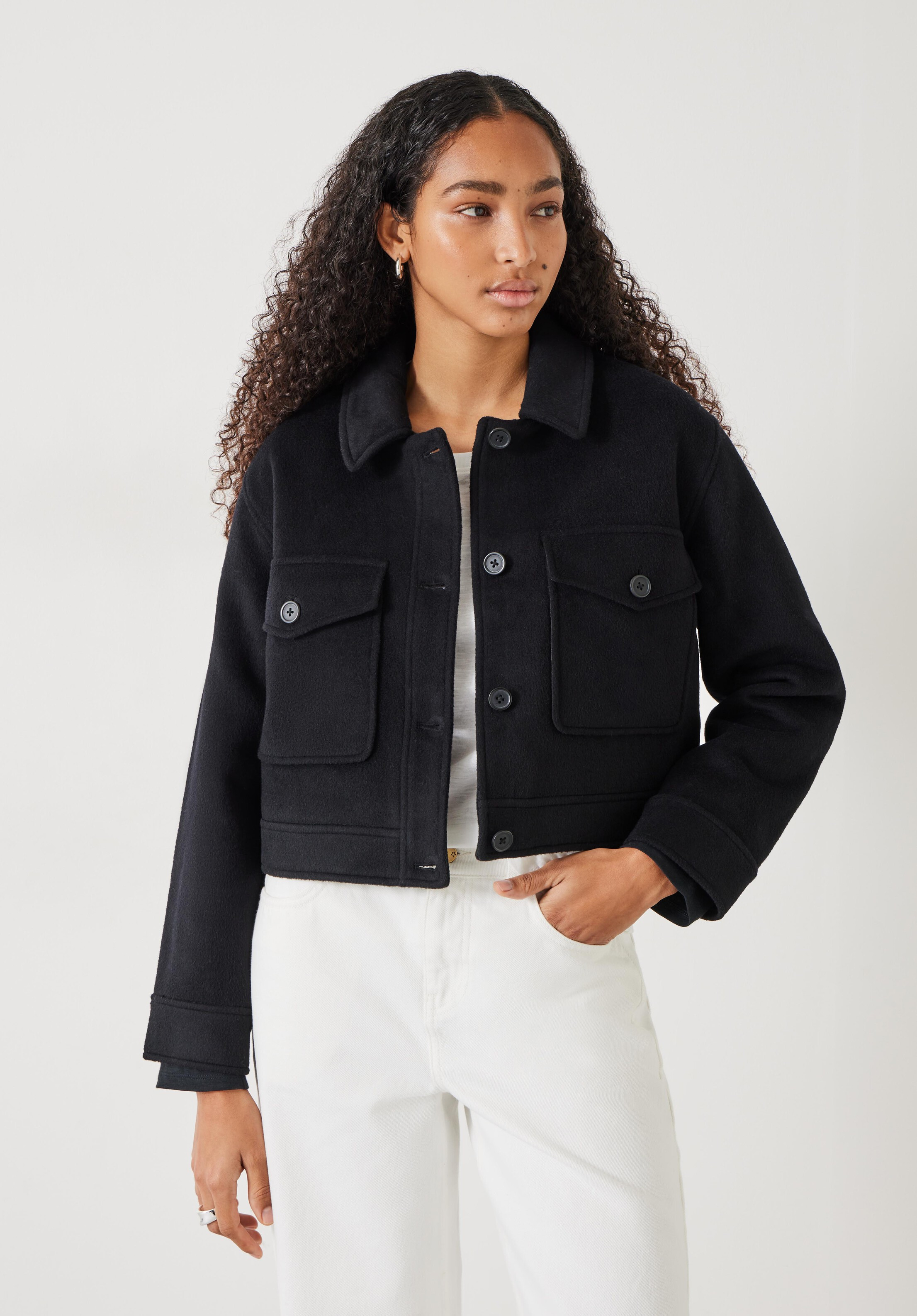 Taylah Relaxed Cropped Wool Jacket | Hush UK