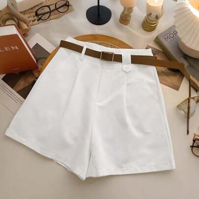Women's Casual Versatile Shorts, Women's White Wide Leg Shorts Casual Shorts For Women Elegant Shorts | SHEIN