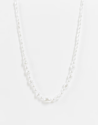 ASOS DESIGN necklace with faux pearl in gold tone | ASOS (Global)