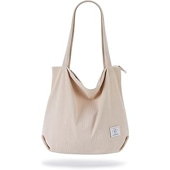 KALIDI Women Corduroy Tote Bag Zipper Casual Tote's Handbag Big Capacity Shoulder Bag with Pocket... | Amazon (US)