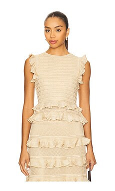 Zimmermann Lace Frill Halter Top in Metallic Gold from Revolve.com | Revolve Clothing (Global)