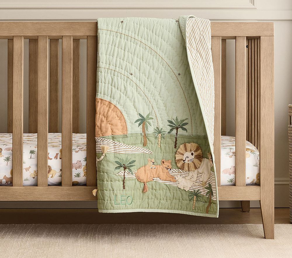Lion Family Organic Baby Quilt | Pottery Barn Kids