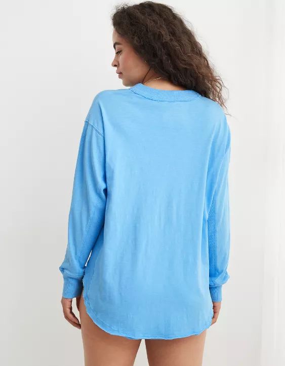 Aerie Long Sleeve Oversized Boyfriend T-Shirt | American Eagle Outfitters (US & CA)
