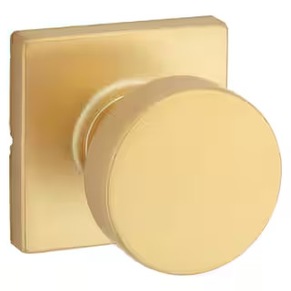 Pismo Satin Brass Square Half Dummy Door Knob Featuring Microban Antimicrobial Protection | The Home Depot