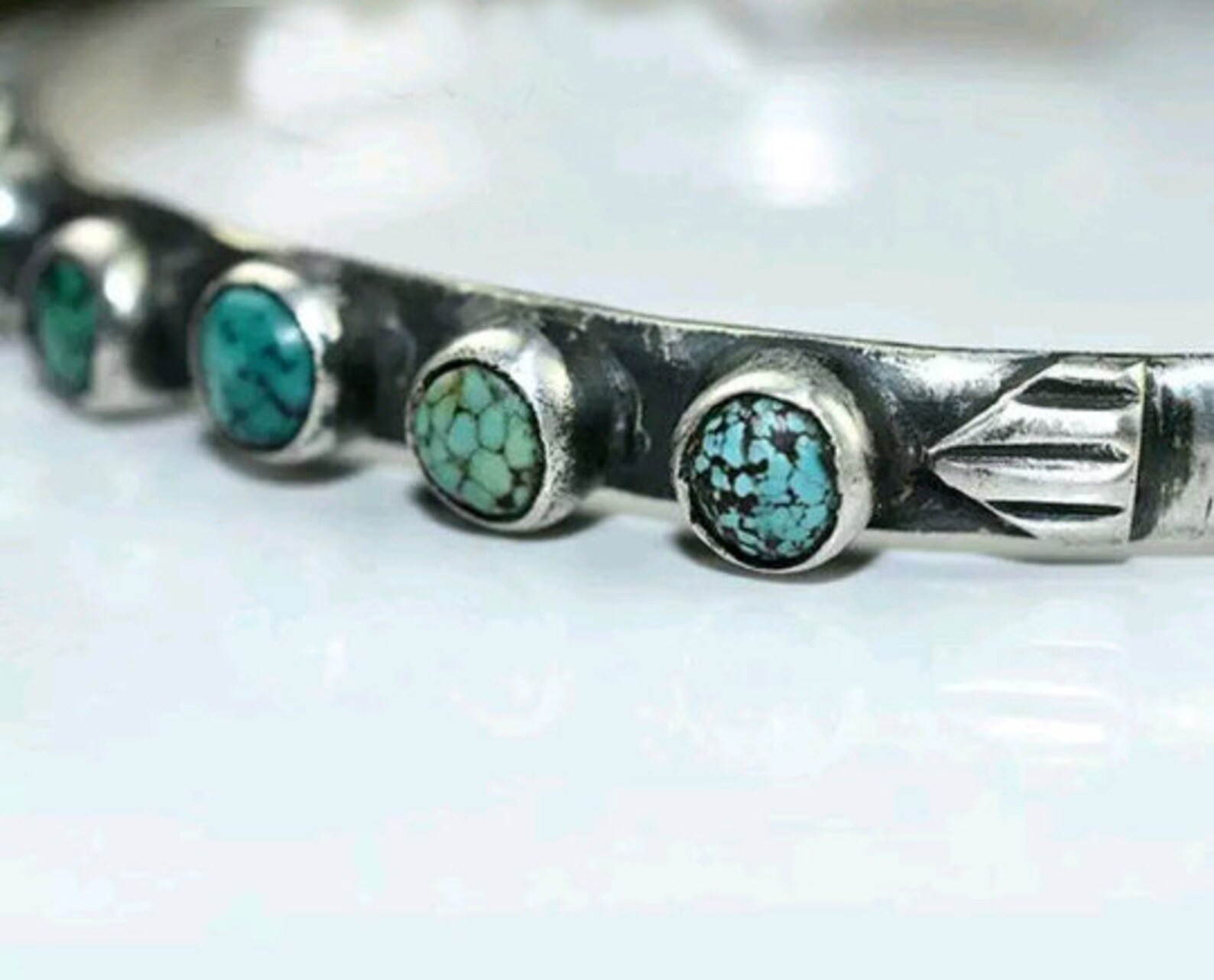 Open Cuff Bangle, Five Stone Bangle, Round Shape Gemstone Bangle, Women's Jewelry, Turquoise Bang... | Etsy (US)