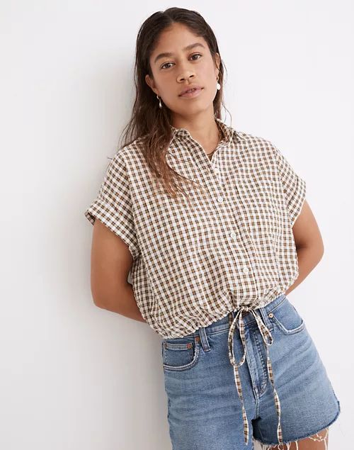 Seersucker Button-Up Drawstring Shirt in Plaid | Madewell