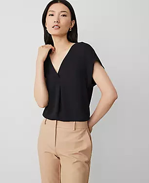 Mixed Media Pleat Front Top | Ann Taylor (US)