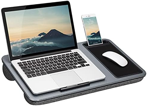 LapGear Home Office Lap Desk with Device Ledge, Mouse Pad, and Phone Holder - Silver Carbon - Fit... | Amazon (US)