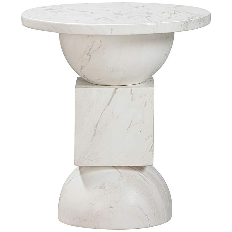 Chip 16" Wide White Marble Print Indoor/Outdoor Side Table | Lamps Plus